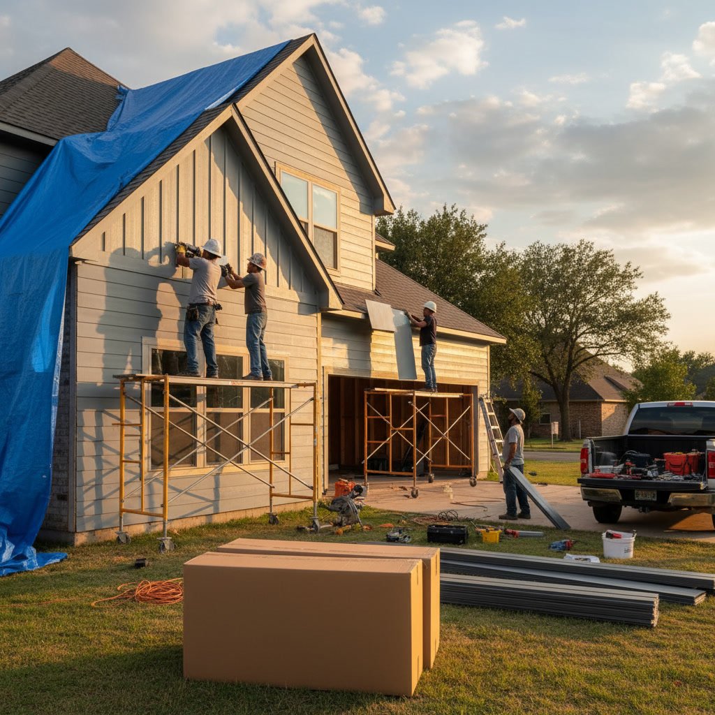 modern home with new vinyl siding installation in The Colony Texas